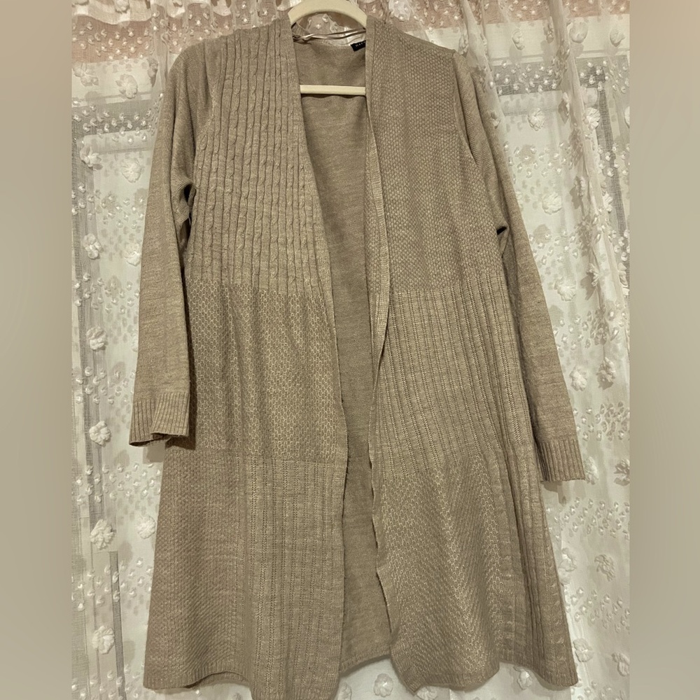 Napa Valley tan cardigan.